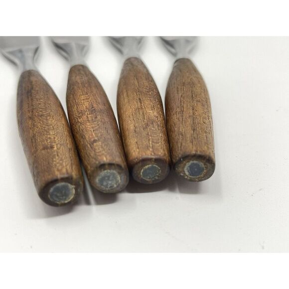 Dansk FJORD Dinner Knives Teak Handle Stainless Steel Germany 8 3/8” Set Of 4 - Picture 3 of 8